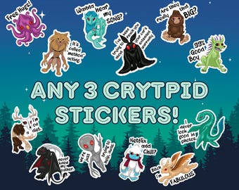 Funny Cryptid Sticker Pack: Goth Creepy Monster Decals