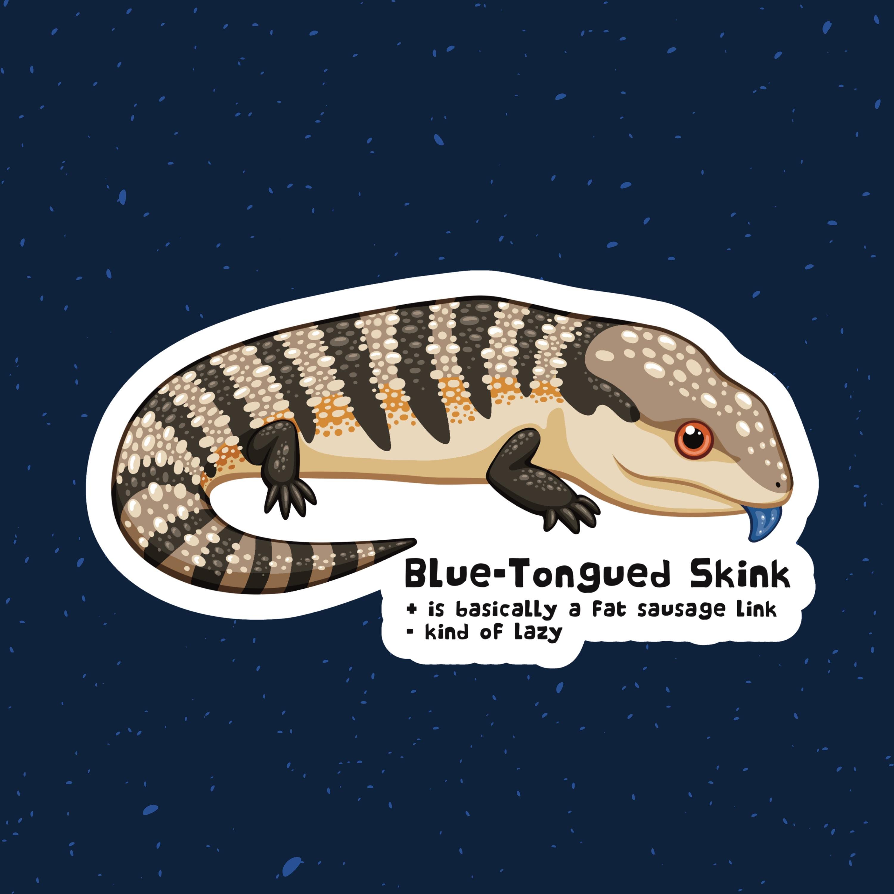 Funny Blue Tongued Skink Sticker Vinyl Decal, Gifts for Exotic Pet Lovers!