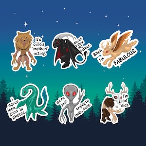 Misunderstood Cryptids VALUE PACK 2 / Funny Cryptid Stickers / Mini Sticker Sheet / Cryptidcore / Paranormal Creatures / Cute Creepy Sticker