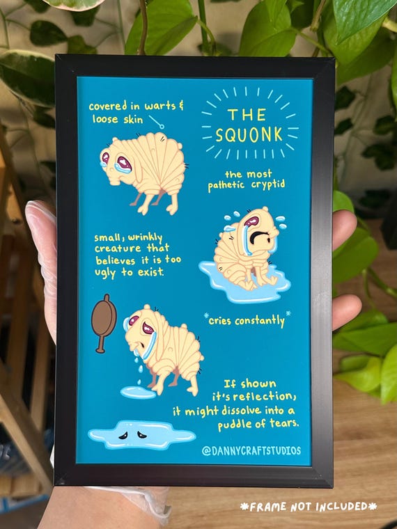 Squonk Cryptid Art Print – Gothic Folklore Creature Wall Art, Sad Fantasy Monster, Pennsylvania Cryptid