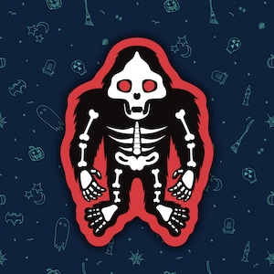 Bigfoot Skeleton Sticker Vinyl Decal Spooky Cryptid Gift for Cryptid Lovers