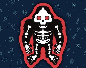 Bigfoot Skeleton Sticker Vinyl Decal Spooky Cryptid Gift for Cryptid Lovers