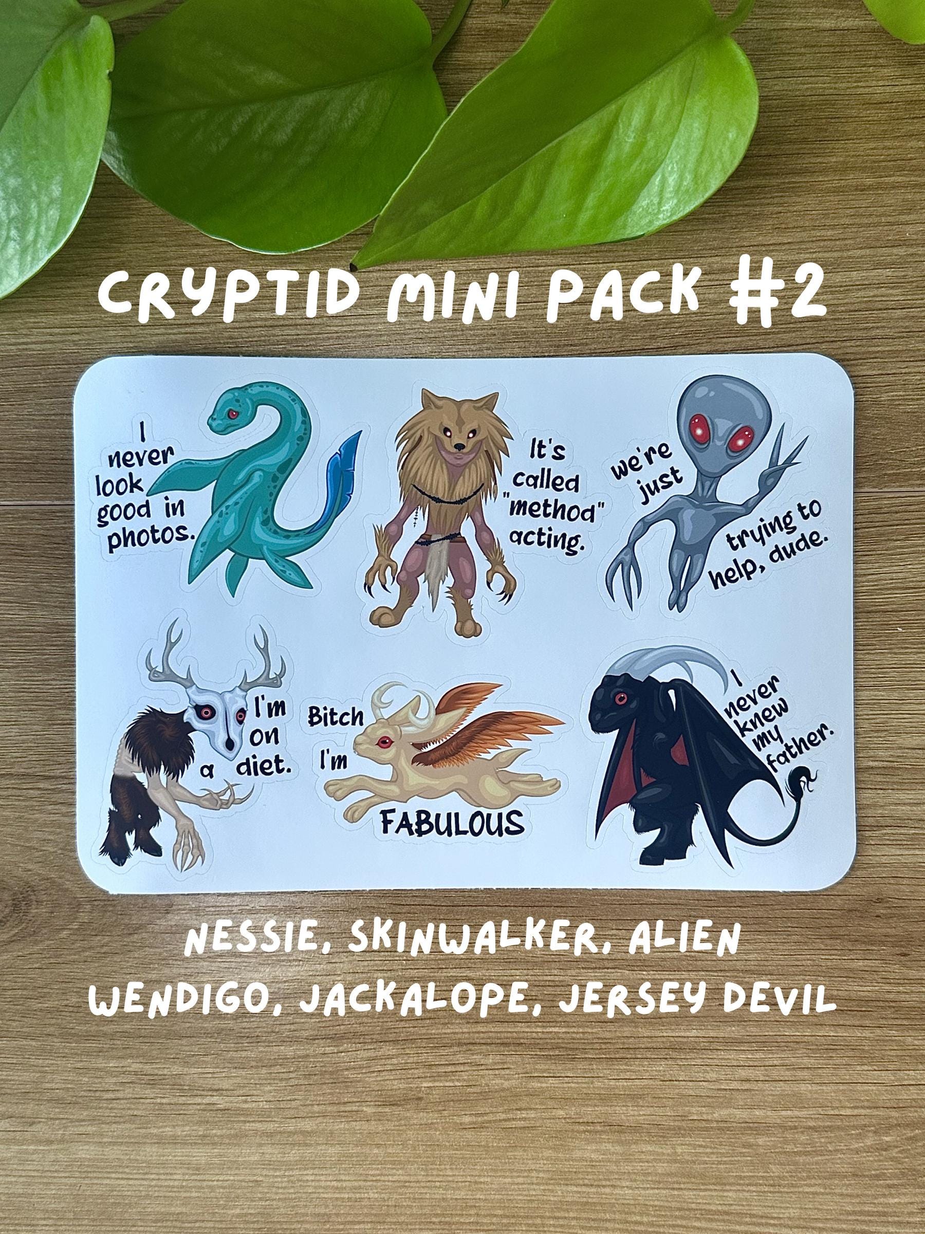 Misunderstood Cryptids Mini Sticker Sheets / Funny Cryptid Stickers ...