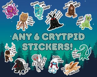 Funny Cryptid Sticker Pack: Goth Laptop Decals