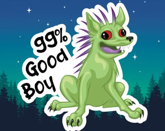 Sticker drôle Chupacabra 99 % bon garçon/autocollant chien/créatures cryptides/autocollant en vinyle pour ordinateur portable bouteille d'eau