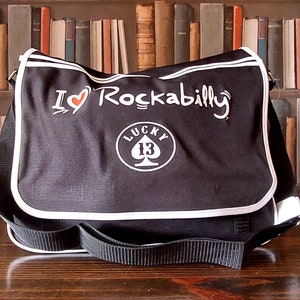 I Love Rockabilly Heart/retro/rockabilly/rock'n'roll messenger bag