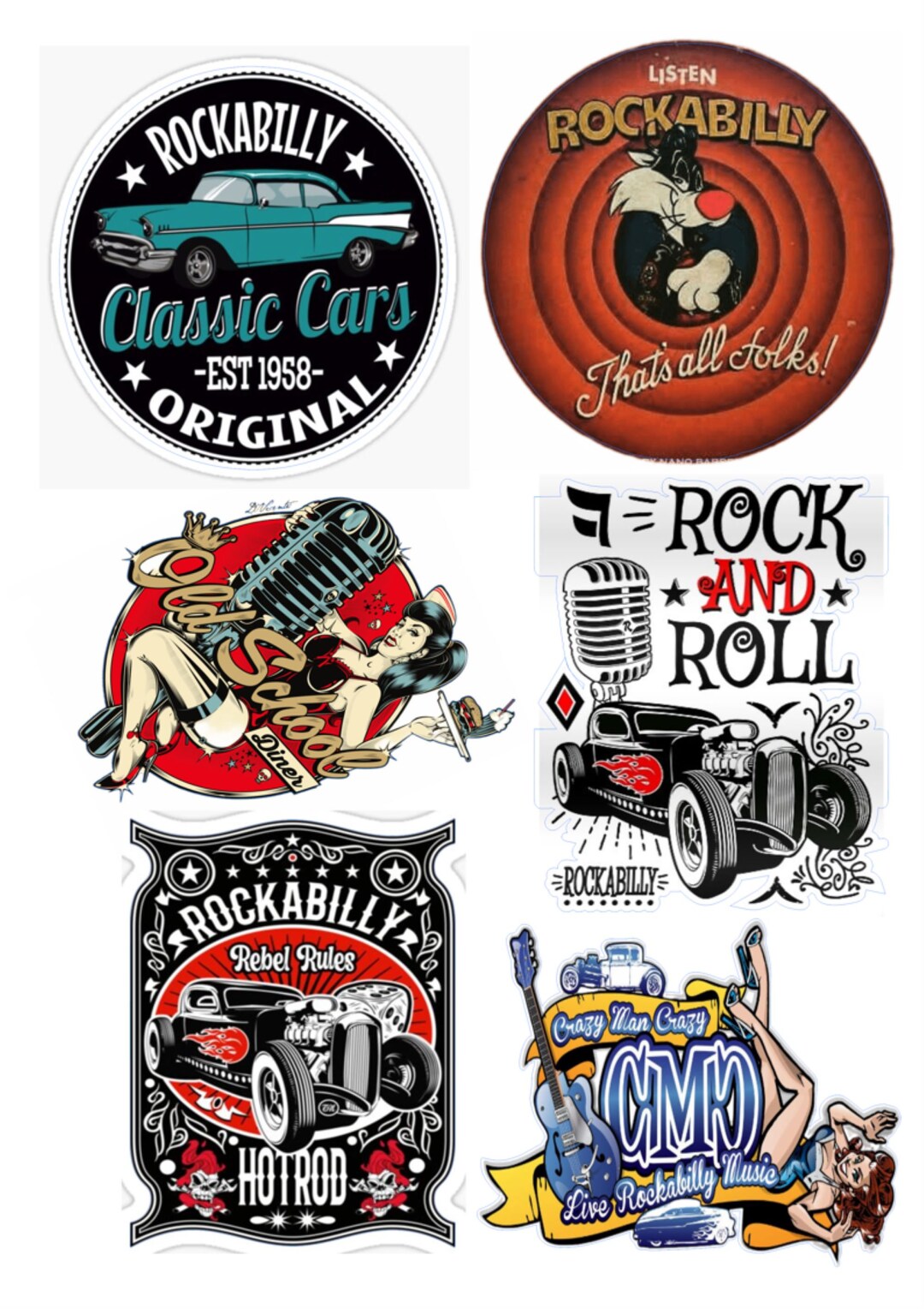 Rocking R Decal The Sticker Set That Rocks sticker Sheets Rockabilly/rock N Roll/hotrod ...
