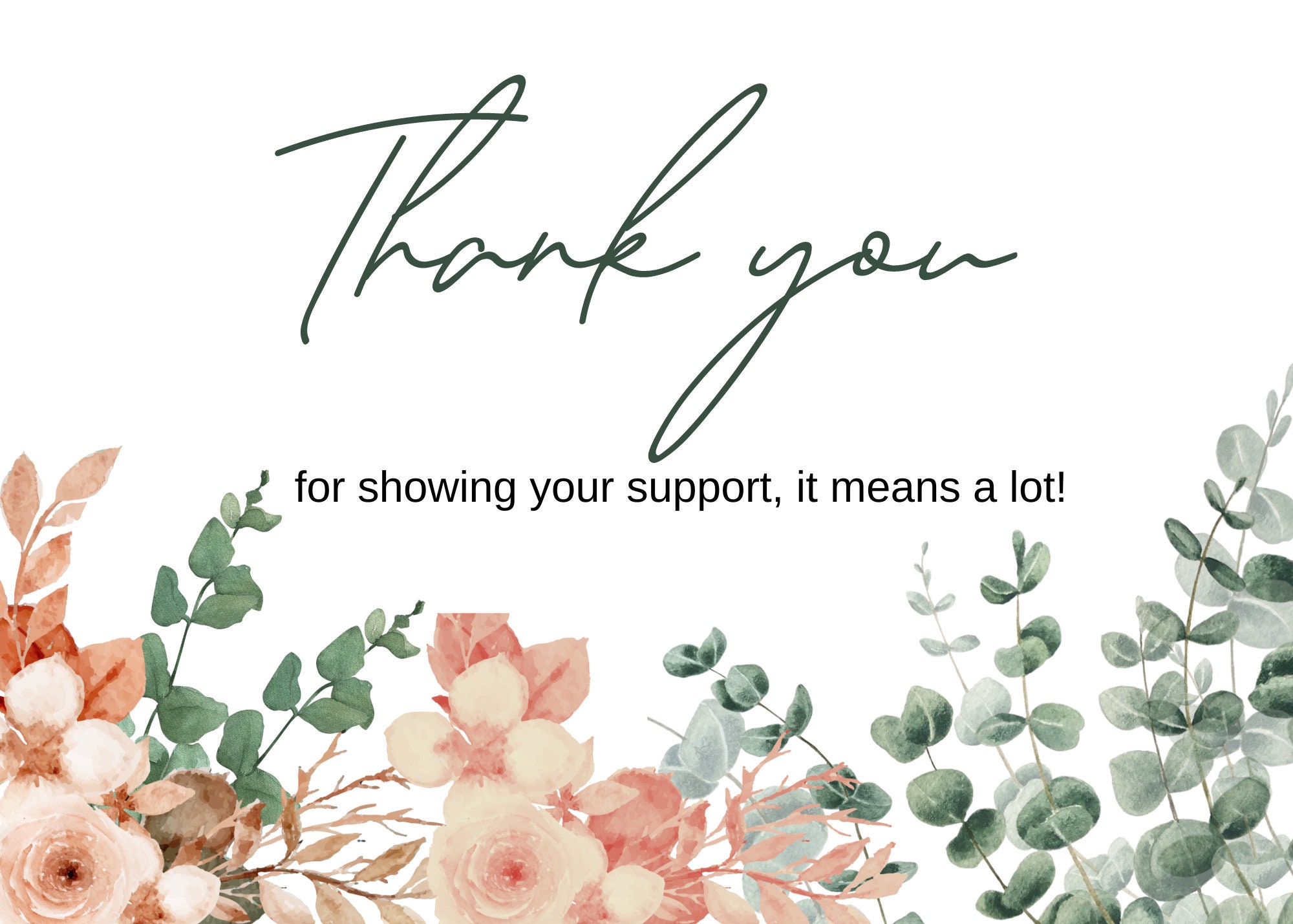 Digital, Printable Thank You Card - Etsy