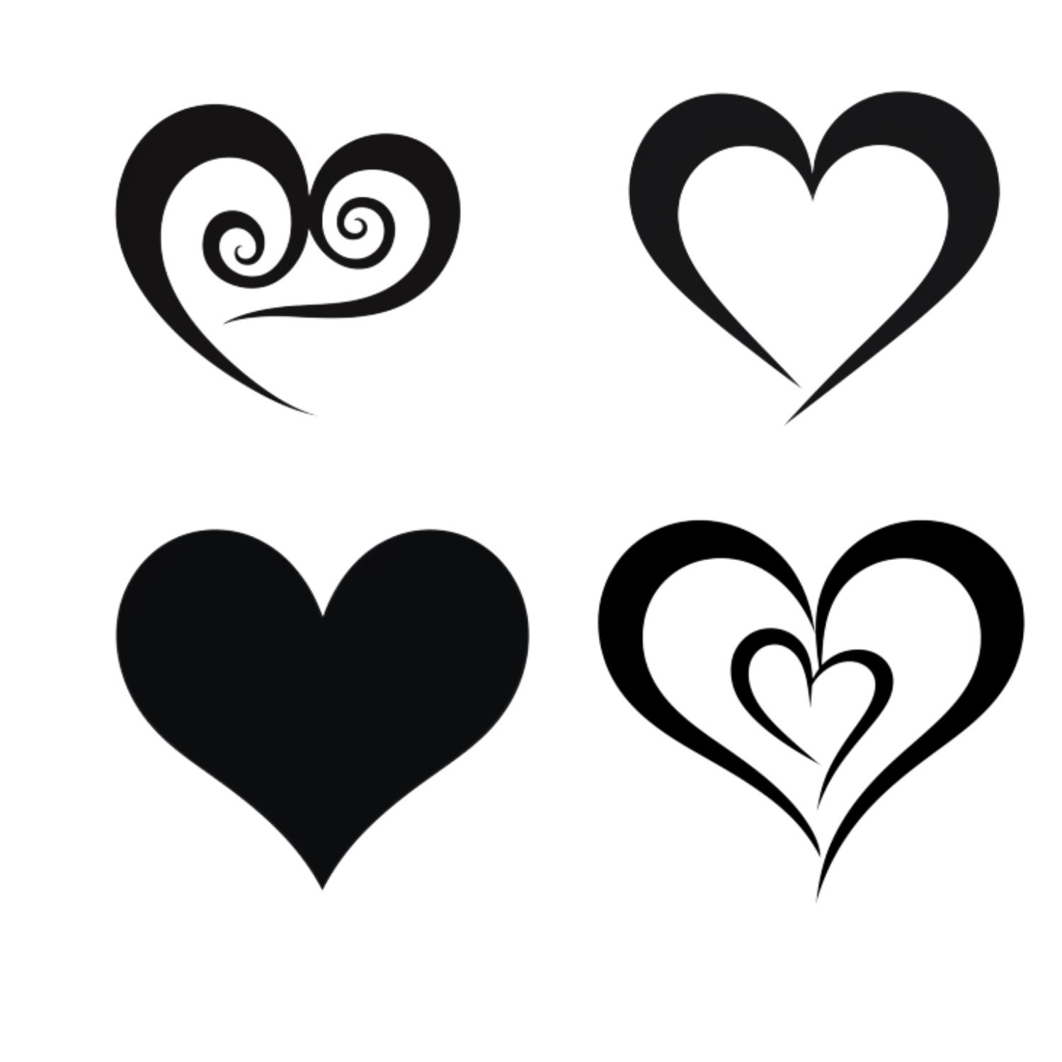 Heart Designs Open Heart Silhouettes Broken Heart, Lost Love, 300 DPI ...