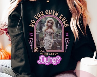 Halloween Existential Crisis Sweatshirt, Think About Dying Shirt, Spooky Pink Hoodie, Depressed Quote Pullover, Come On Gothic Tee, Skeleton
