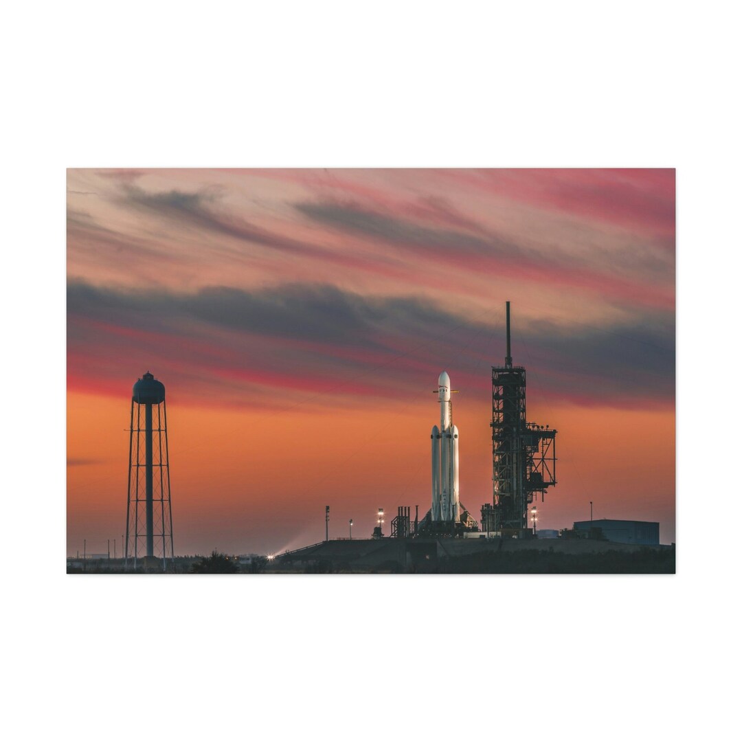 Falcon Heavy Canvas Wall Art, Space Theme Wall Print, Rocket Launch