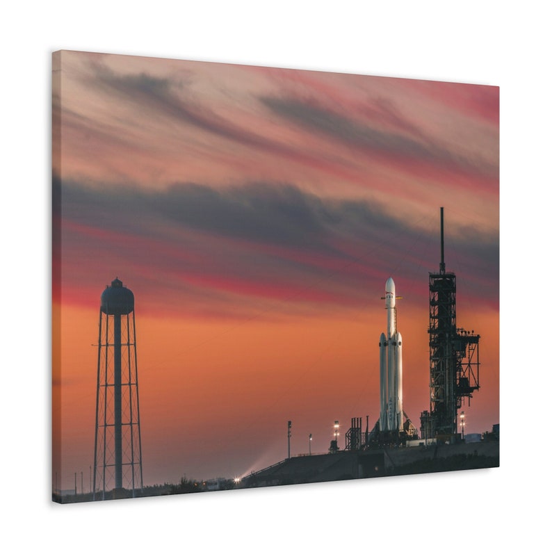 Falcon Heavy Canvas Wall Art, Space Theme Wall Print, Rocket Launch
