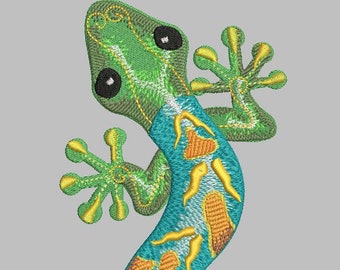 Gecko Lizard Machine Embroidery Design 3 Sizes