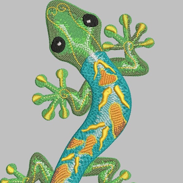 Gecko Lizard Machine Embroidery Design 3 Sizes