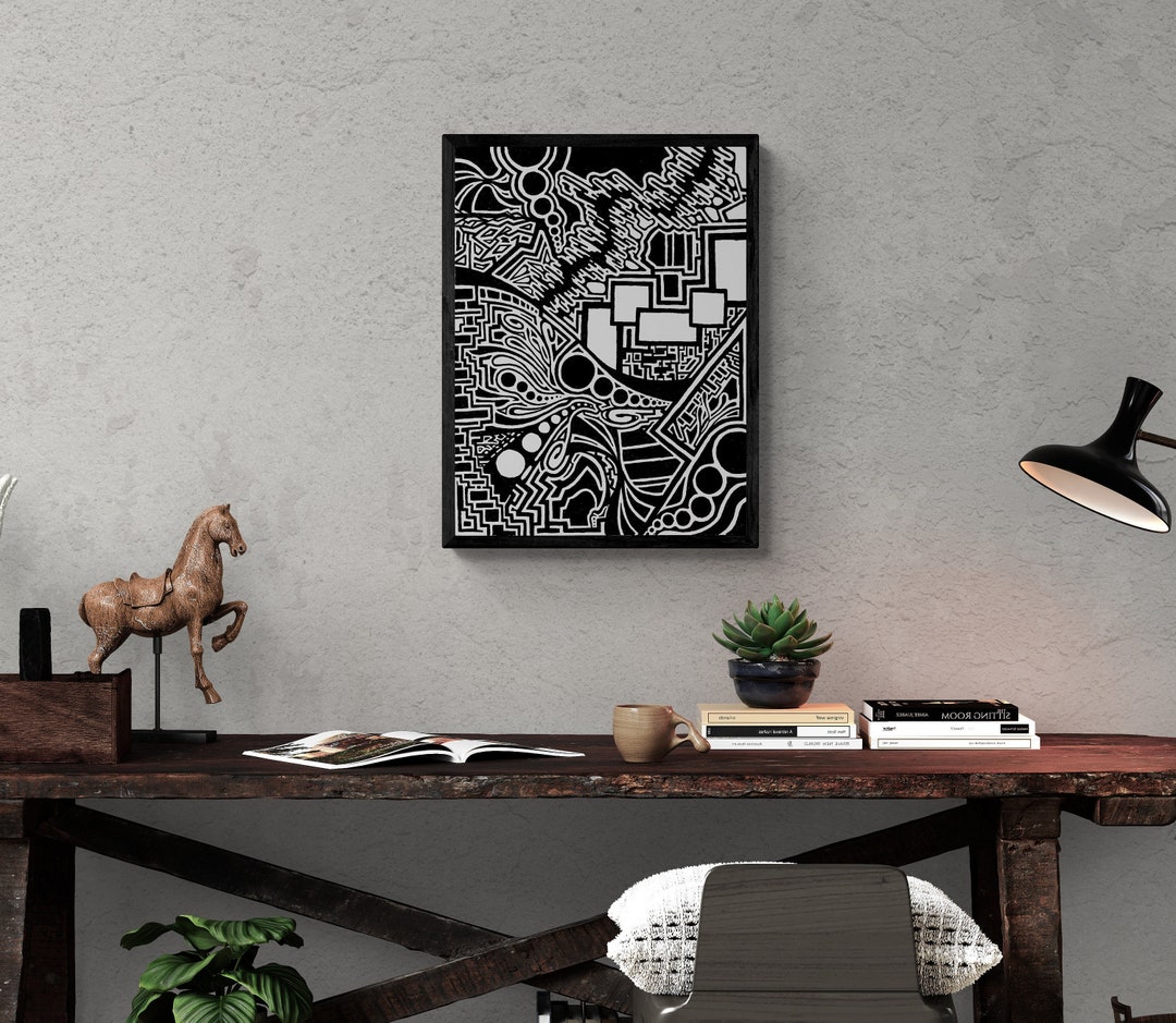 Wacky Abstract Ink Drawing Digital Print Quirky Monochrome Printable ...