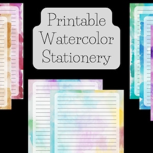 Regenbogen Aquarell druckbares Briefpapier Set bunt gesäumtes Schreibpapier Perfect Pen-Pal Herunterladbares Briefpapier Schönes Journalpapier