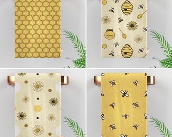 Pano de prato com estampa de abelha | Pano de prato com estampa de mel | Toalha de mão com estampa de colmeia | Pano de prato floral | Pano ecológico | Toalha de limpeza macia | Presente de cozinha para ela