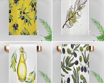 Toalha de mão de cozinha verde-oliva | Toalha de chá floral | Toalha de prato de azeite de oliva | Pano de prato da tendência do verão | Presente de inauguração para ela | Pano macio para limpeza de pratos