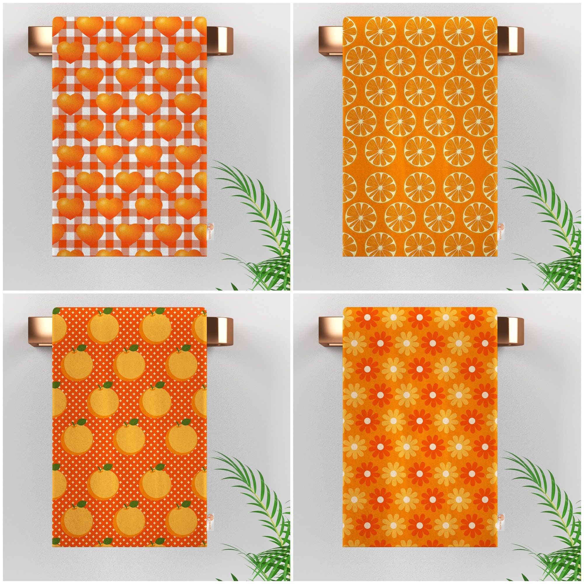 One Allium Way Orchard Ultra Absorbent Terry Cloth Hand Towel, Orange