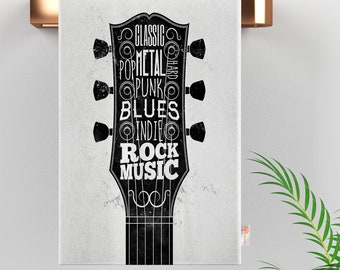 Guitar Print Tea Towel: Music Lover Kitchen Decor