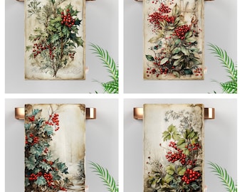 Toalha de design de Natal 16x24 | Pano de prato de Natal | Toalha de mão de flor vermelha | Toalha Kokina de presente | Pano de limpeza de cozinha | Removedor de poeira | Pano econômico