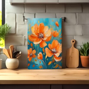 Mohn Geschirrtuch: Boho Blumen Küchenhandtuch