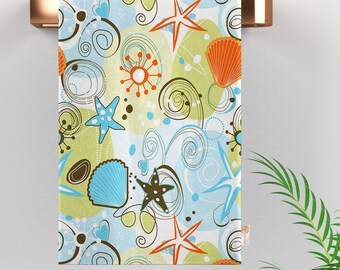 Starfish Tea Towel: Coastal Nautical Kitchen Decor