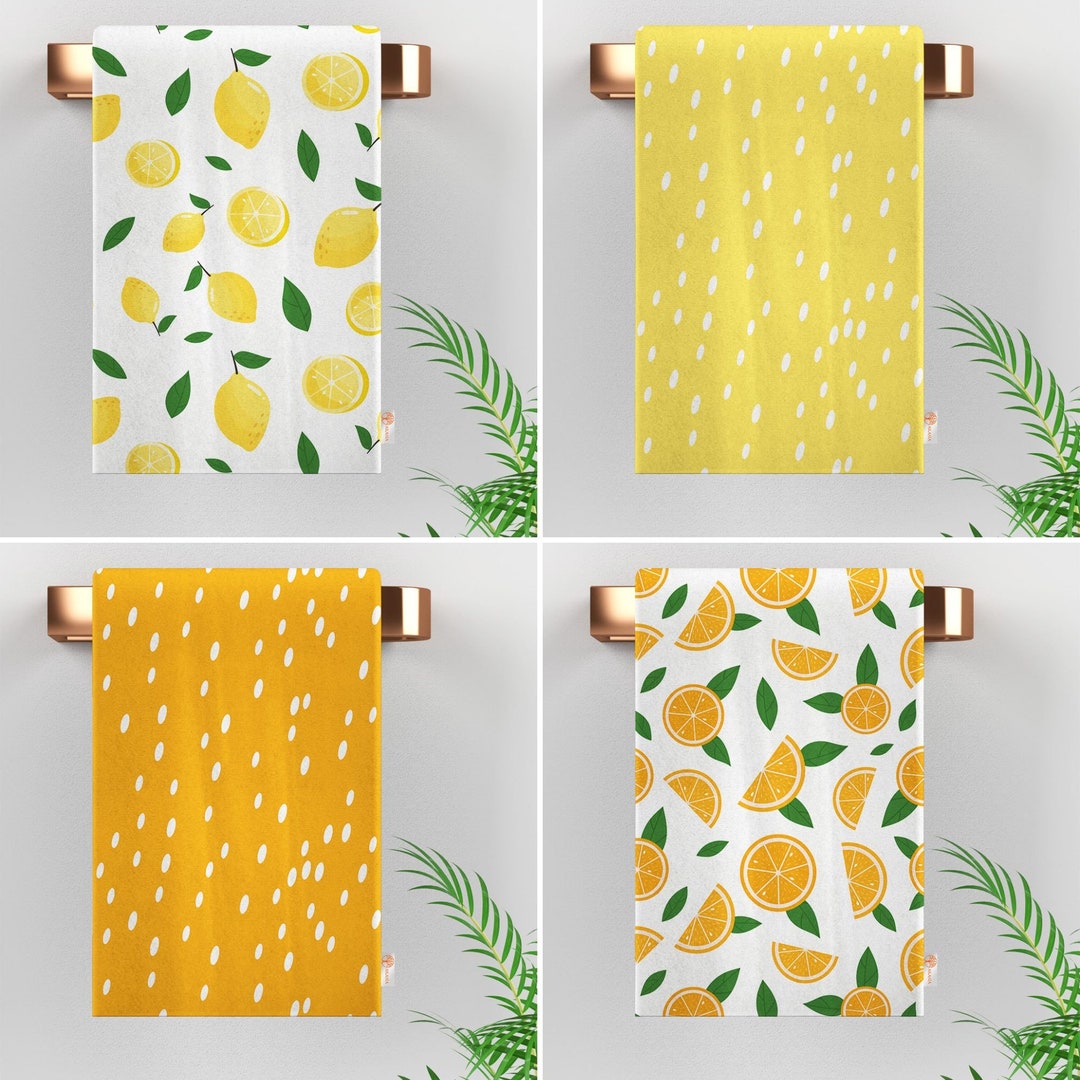 Lemon Hand Towelorange Print Ragfresh Citrus Towelkitchen Tea