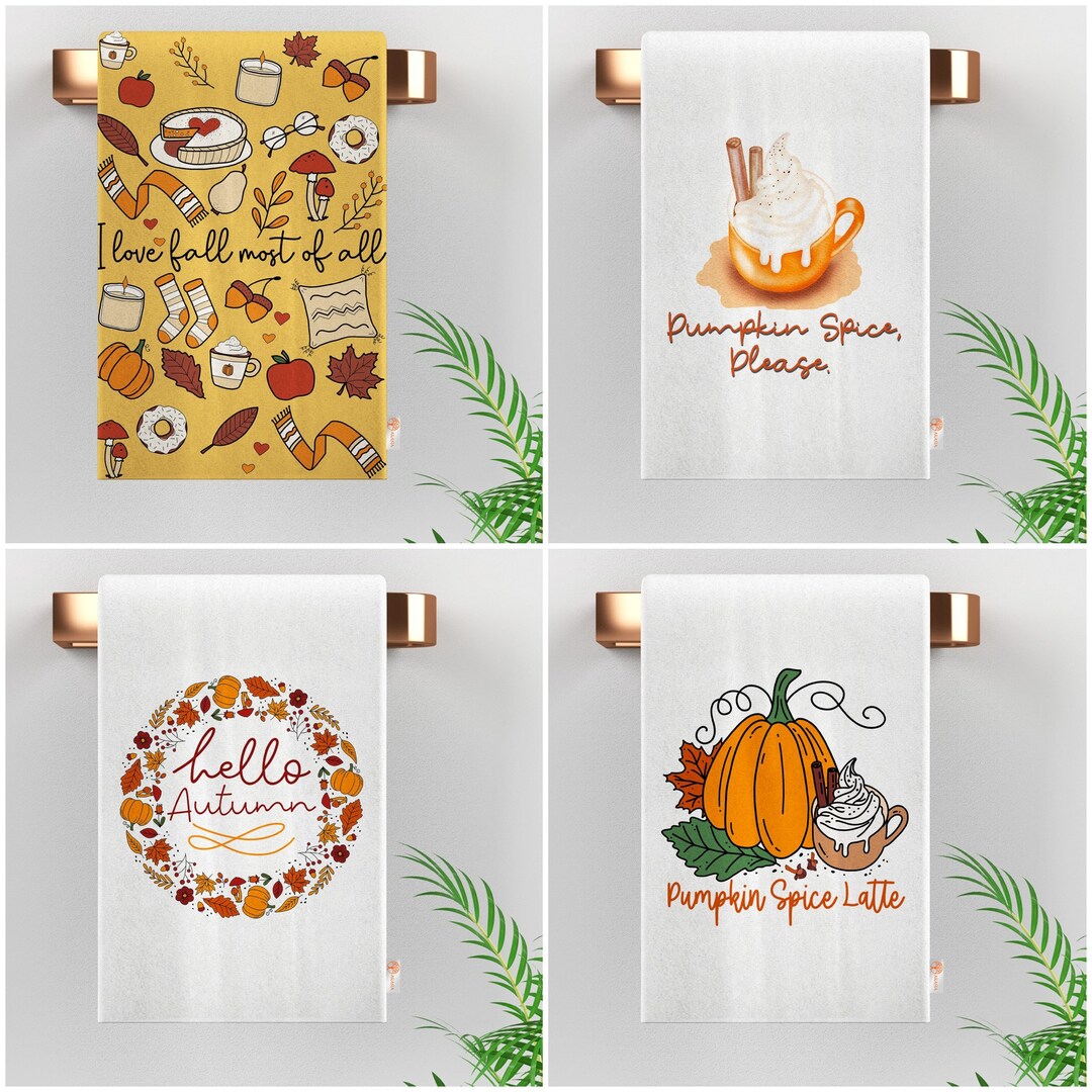 Fall Trend Tea Towel|autumn Hand Towel|pumpkin Dishcloth|thanksgiving ...