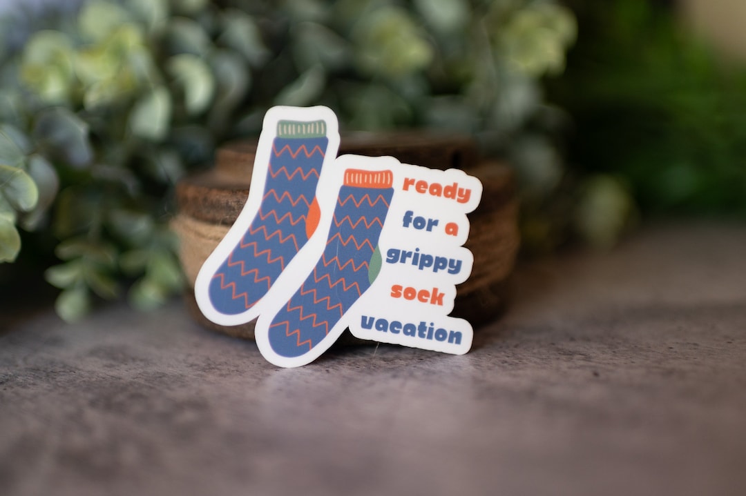 Grippy Sock Vacation Sticker, Mental Health Matters, Funny Self Care