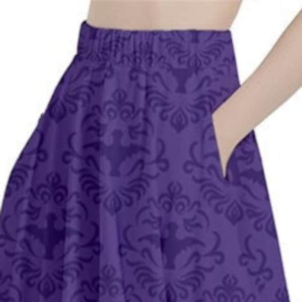 Haunted Mansion A-line full circle midi skirt with pockets