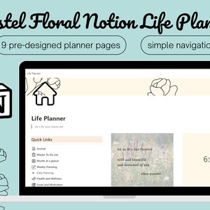 Notion Life Planner Template Notion Dashboard Notion Template Personal Planner 2023 Digital Planner Minimalist Planner Work at Home Planner
