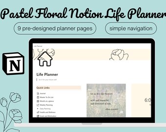 Notion Life Planner Template Notion Dashboard Notion Template Personal Planner 2023 Digital Planner Minimalist Planner Work at Home Planner
