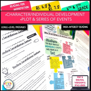 Series of Events, Character Development, Leveled Reading Passages-RI.6.3 and 7.3, Classroom Activities, ELA Teacher, Middle and High School