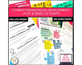 Series of Events, Character Development, Leveled Reading Passages-RI.6.3 and 7.3, Classroom Activities, ELA Teacher, Middle and High School