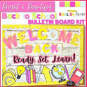 Terug naar school bulletinboardkit, prikbordbrieven, welkom terug, heldere letters