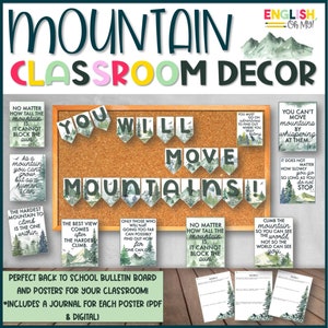 Mountain & Forest Posters, Classroom Decor, Growth Mindset, Bulletin board, Printable, High school, Middle, Elementary