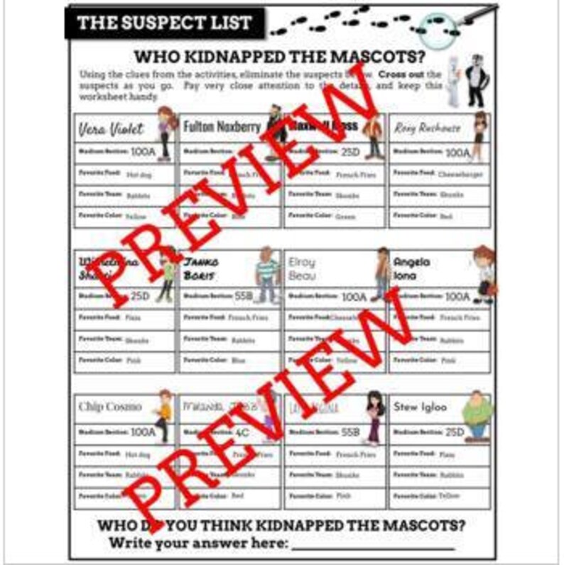 ELA Mystery Missing Football Mascot, Vocabulary, Reading Comprehension ...