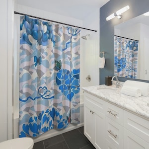 Shower Curtains blue bathroom décor  Bathroom Curtains home décor  home living material