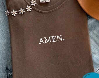 Couleurs réconfortantes AMEN, cadeau pour elle, t-shirt simple, chemise tendance, cadeau amusant pour maman, chemise humeur, chemise Amen, t-shirt humeur, t-shirt Jésus