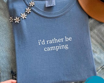 Couleurs de confort, je préfère camper, cadeau pour elle, t-shirt de randonnée, chemise tendance pour femme, chemise simple, t-shirt de camping amusant, chemise maman amusante