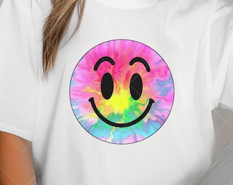 Smiley Face Retro PNG Tie Dye Print Smile Face PNG Design Sublimation Instant Digital Download