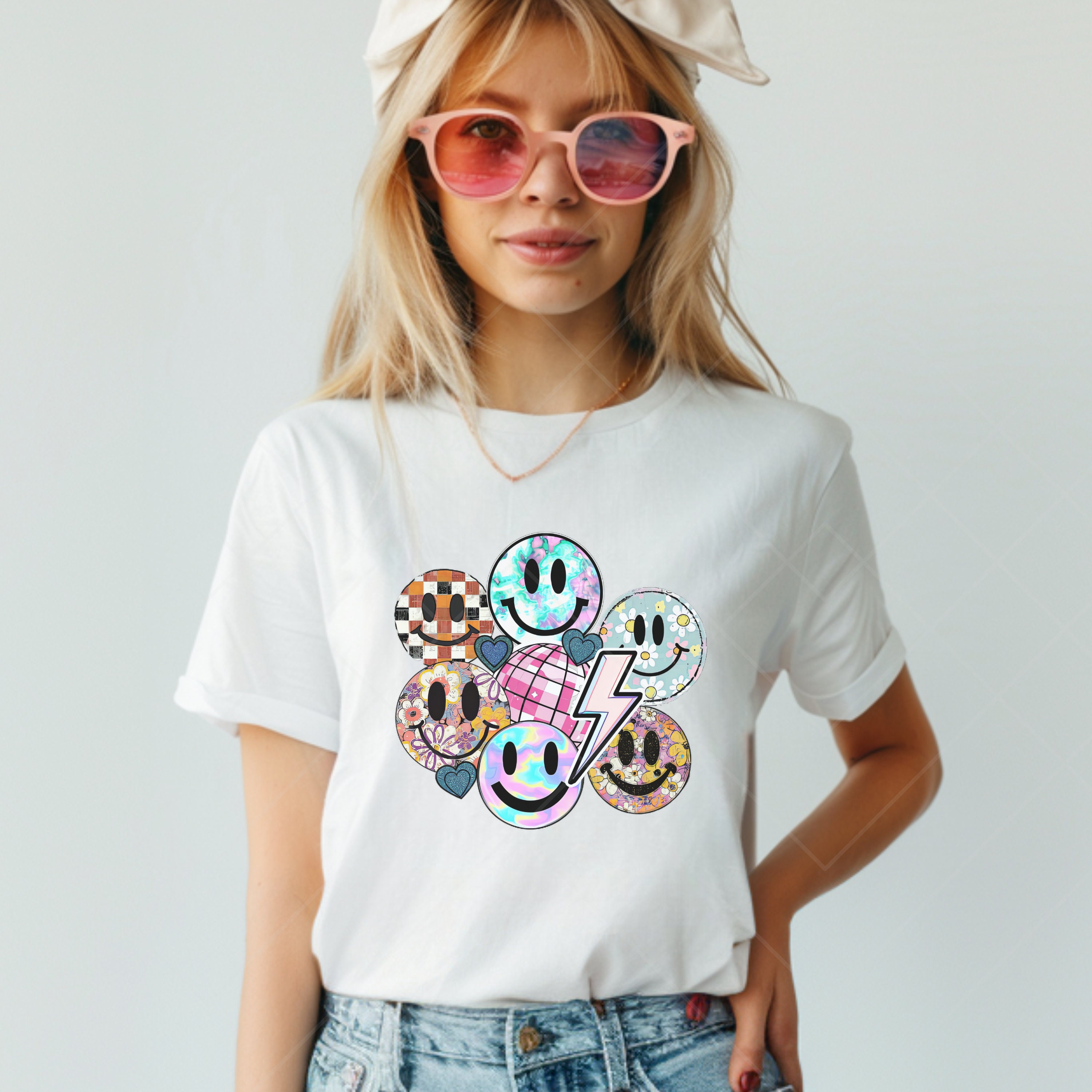 Smiley Face Retro PNG Flower Print Smile Face PNG Design Sublimation ...