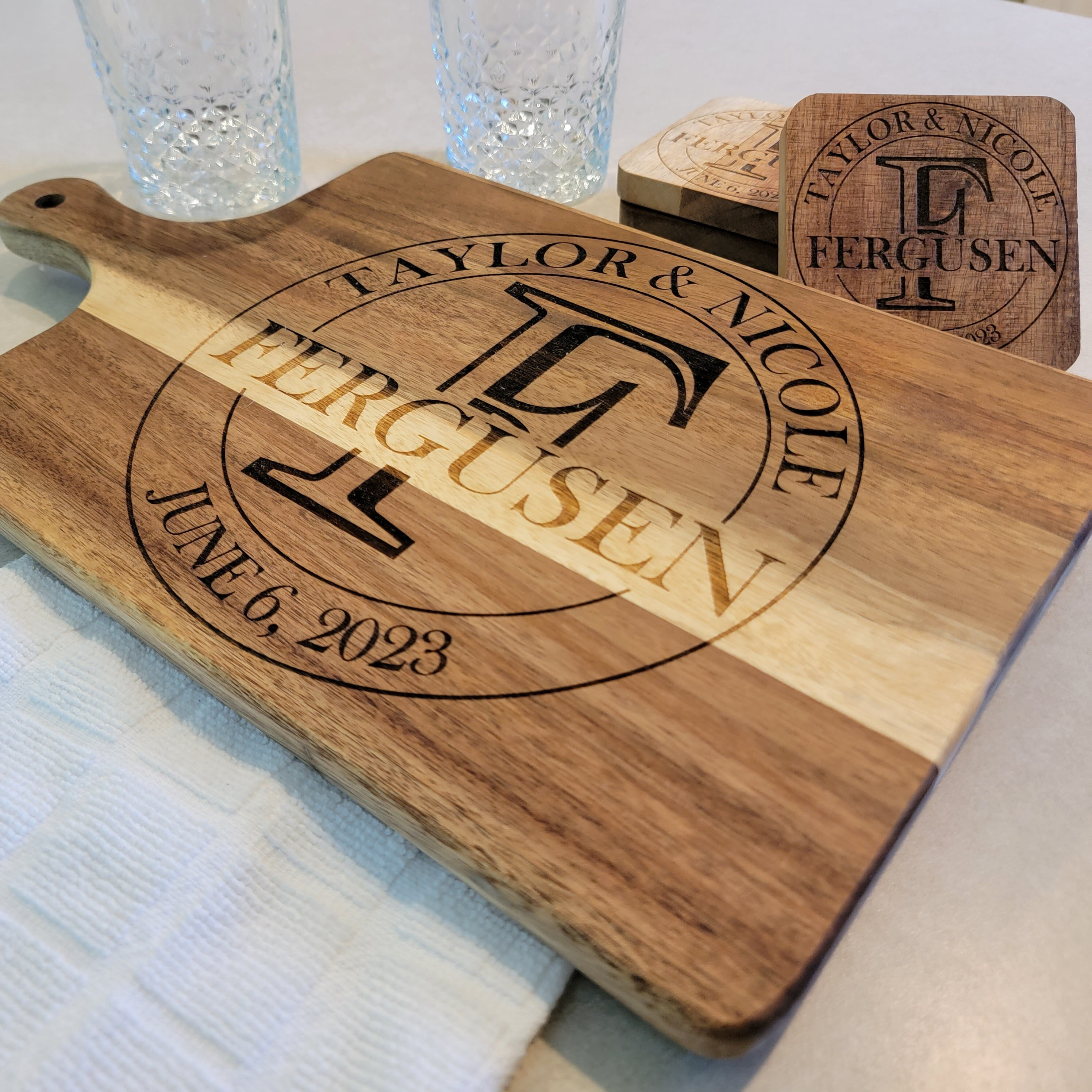 Personalized Charcuterie Board and Coaster Set Custom Cutting - Etsy