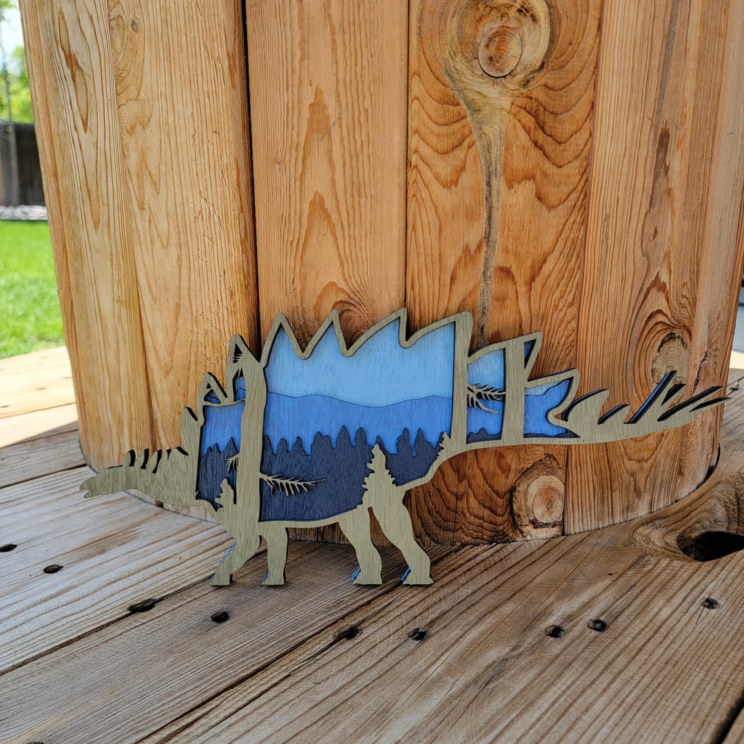3D Multi-layered Wood Dinosaur Stegosaurus - Etsy