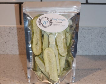 Freeze dried pickles -  Pickle slices - Dill - Low Calorie Salty Snack - Hiking Food - SUPER YUMMY