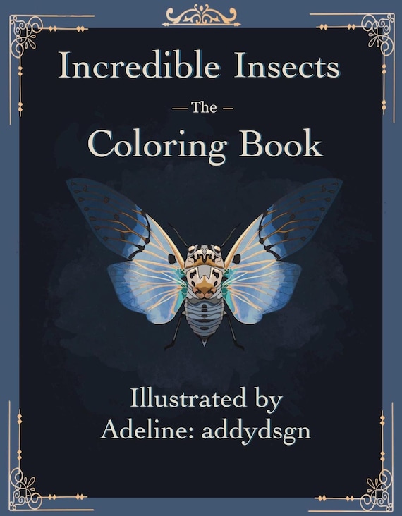 Insects Coloring Book, 20 Unique Bug Pages (Digital Download
