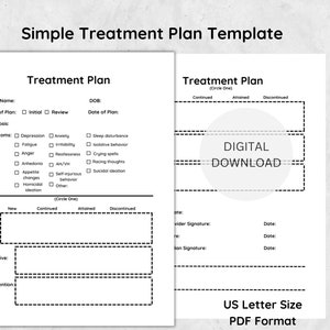 Treatment Plan template for Mental Health Professionals, Printable Treatment Plan for Private Practice, Treatment Plan Template PDF