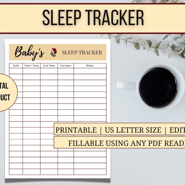 Baby Sleep Log PDF, Baby Sleeping Tracker, Editable Baby Sleep Log, Newborn Sleep, Sleep Tracker For Babies, Sleeping Log For Babies