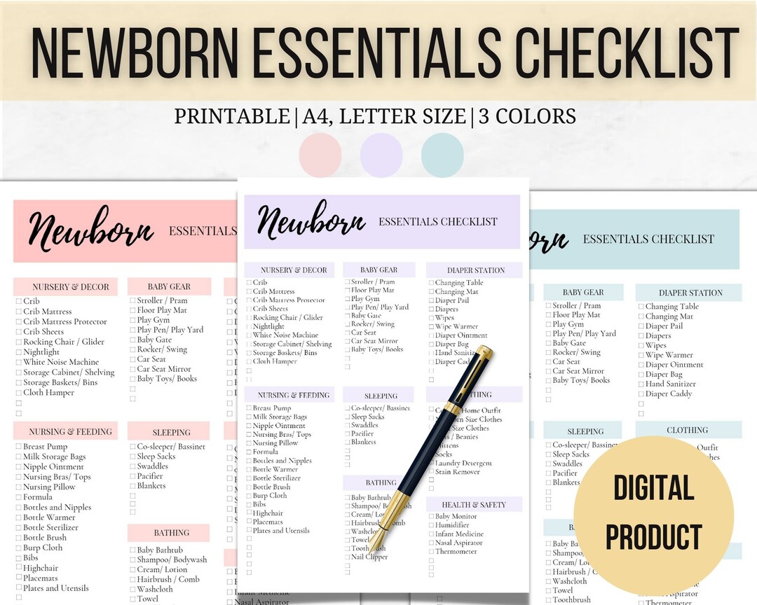 Newborn Essentials Checklist, Nursery Checklist, Baby Registry